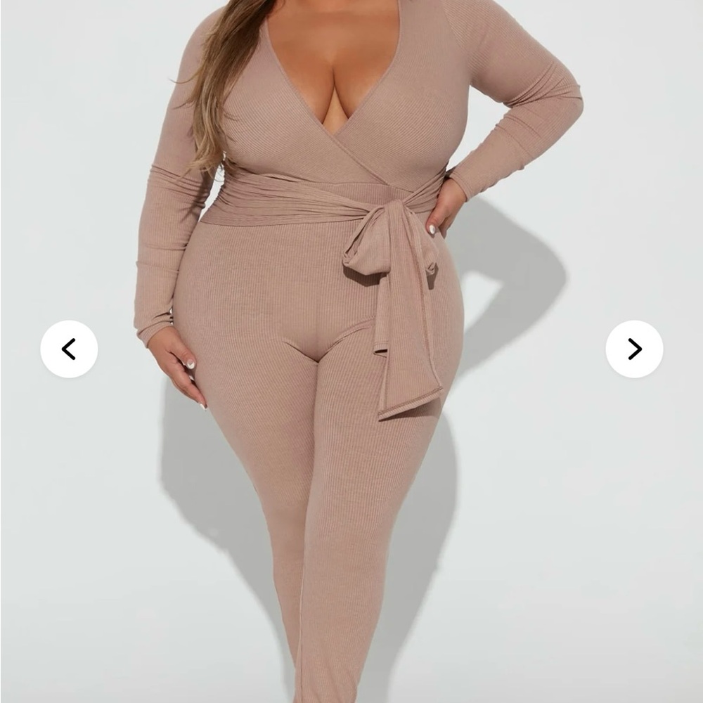 Fashionnova Hayden Heavy Rib Jumpsuit - Mocha - NWT